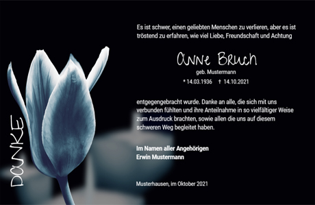 Dankeskarte Trauer Tulpe